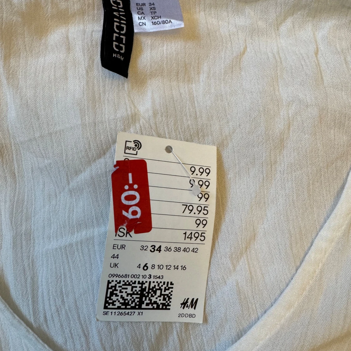 Vit croppad blus med knyt från H&M - 1