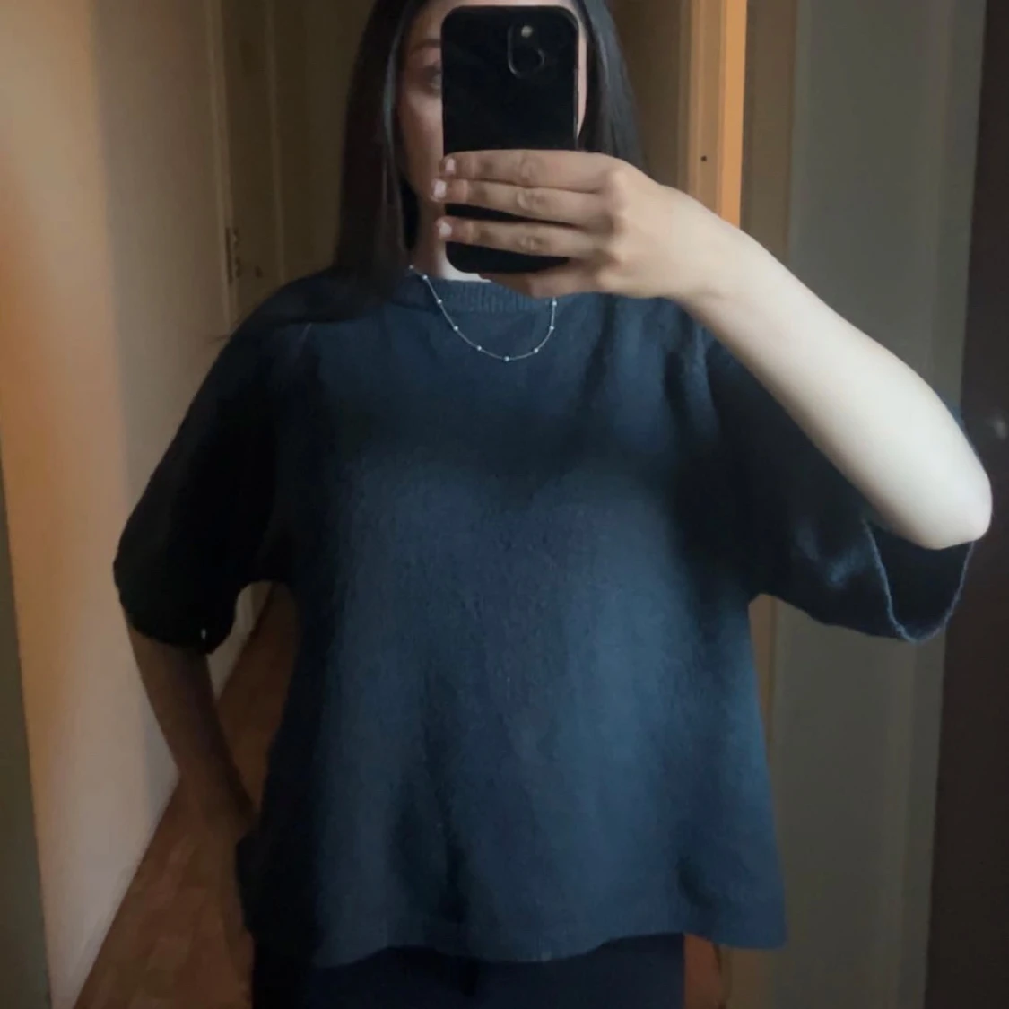 Mörkblå/grön stickad tröja från 157