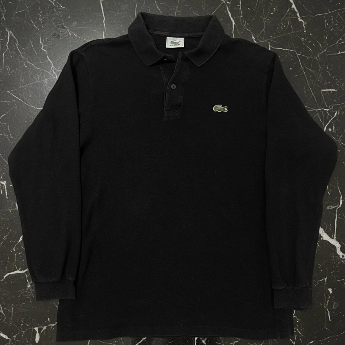 Svart/grå långärmad pikétröja Lacoste