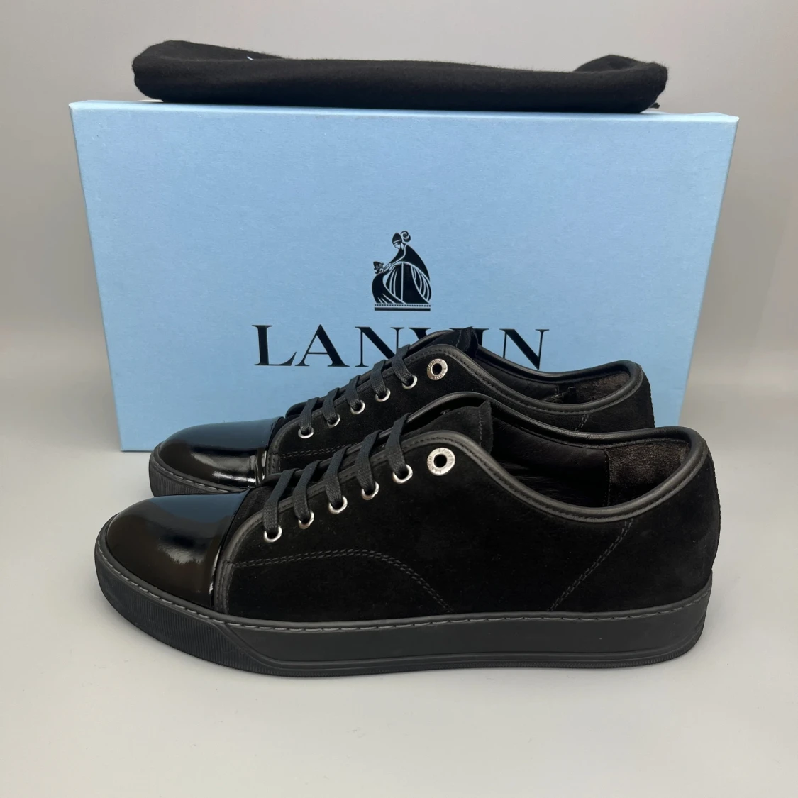 Lanvin Dbb1 Patent Cap Toe Sneaker Svart