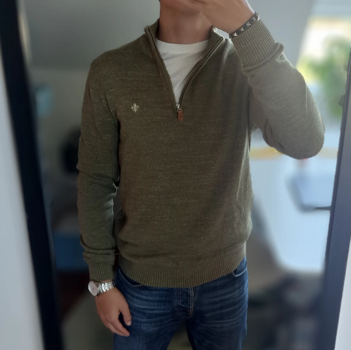 Olivgrön Morris Half Zip - Stl S - 3