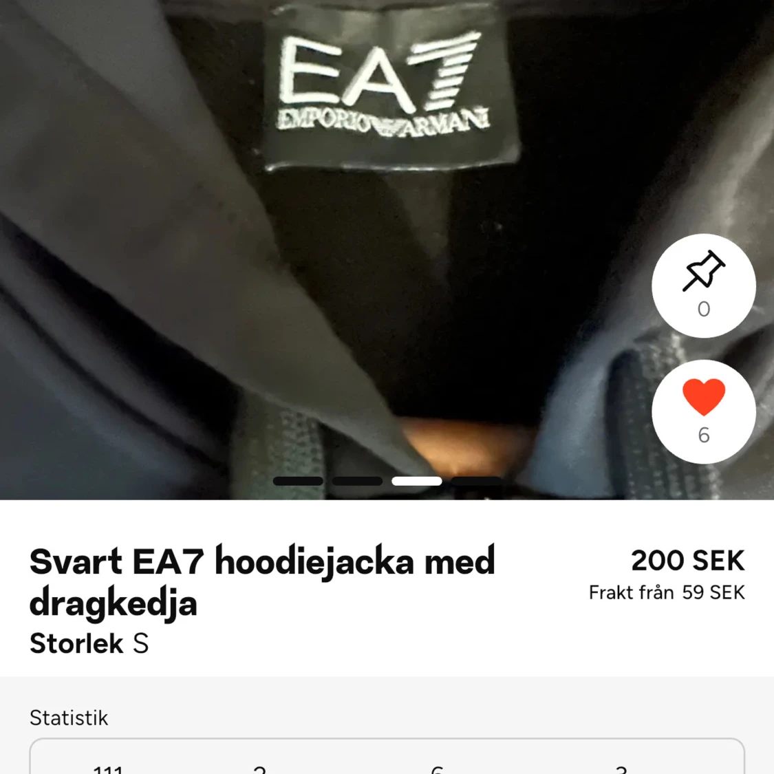 Svart hoodiejacka från EA7 Emporio Armani - 2