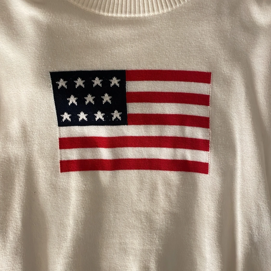 Vit stickad tröja med USA-flagga RYVLS - 4