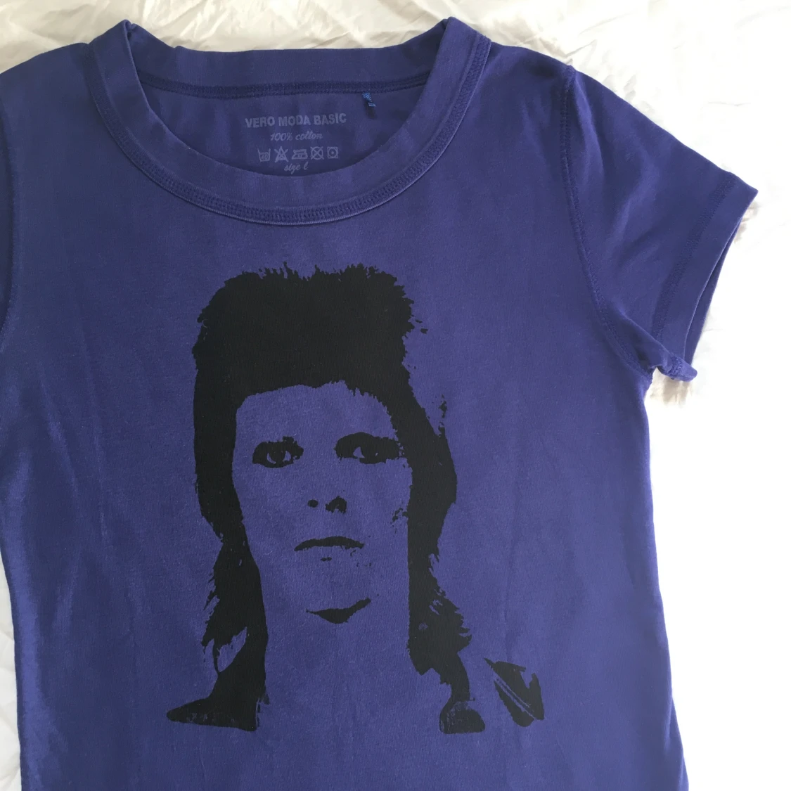 Mörklila David Bowie band tröja/ T-shirt med tryck/ Graphic topp  - 3