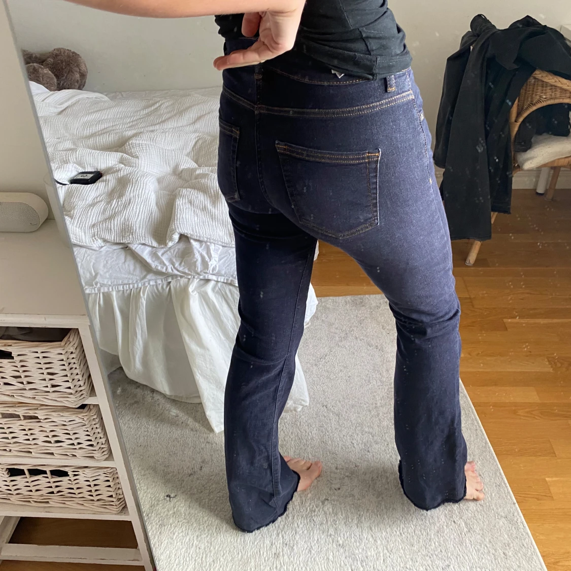 Mörkblå bootcut jeans - 1