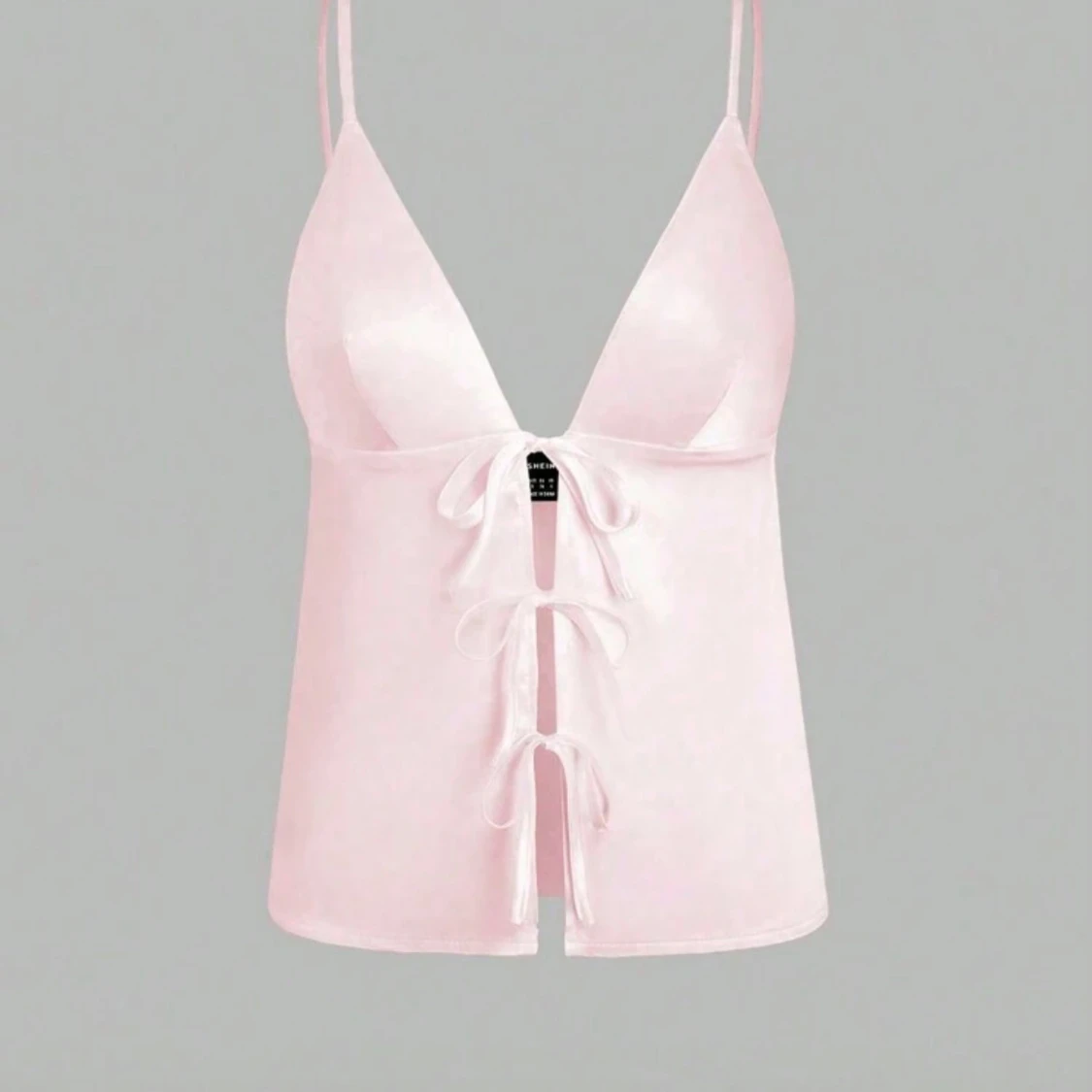 Ljusrosa satinlinne med snörning SHEIN