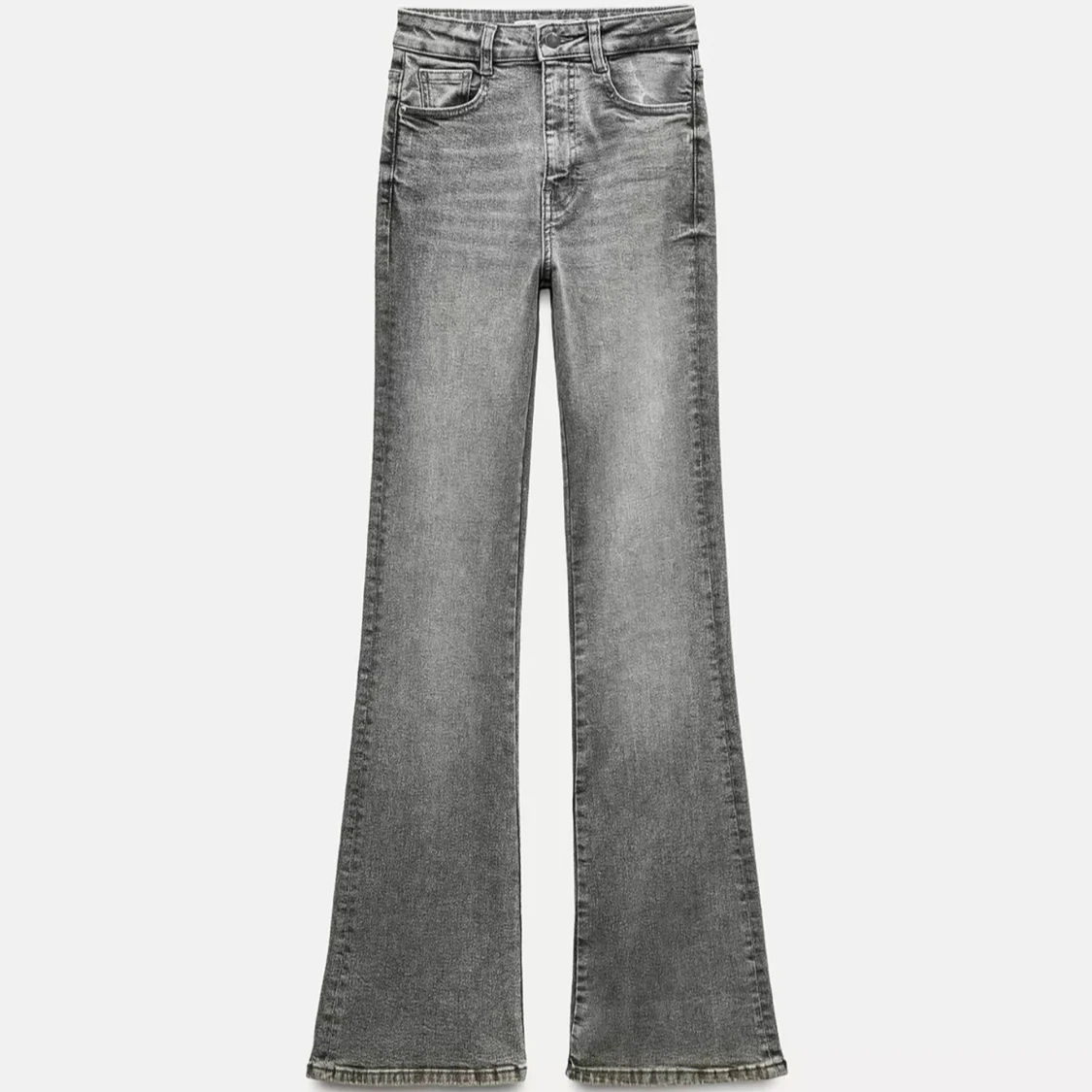 Grå bootcut jeans med hög midja