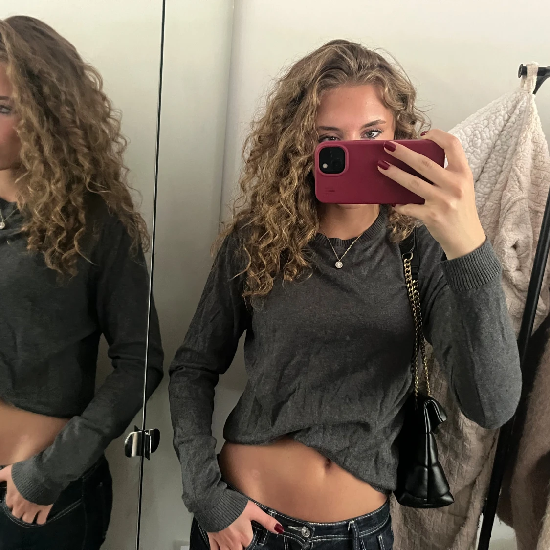 Mörkgrå stickad tröja från ASOS