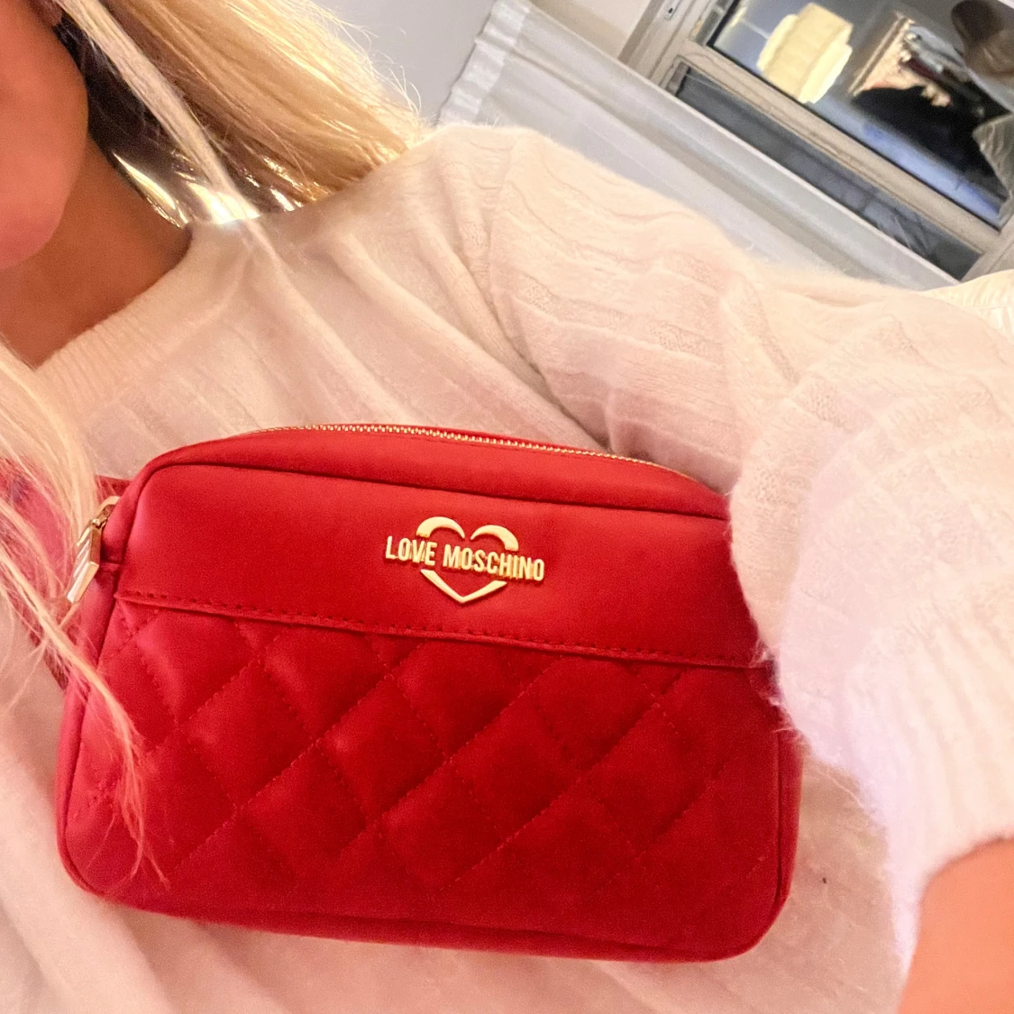 Röd quiltad axelväska Love Moschino - 3