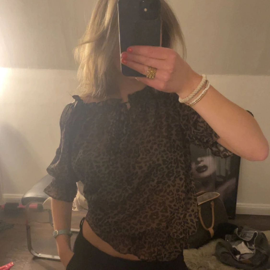 Leopardprint blus  - 90