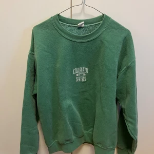 Collegetröja Urban Outfitters - Säljer denna gröna collegetröjan ifrån urban outfitters! Vet inte riktigt vad sista bilden säger oss men kanske lika bra att ha med. Tröjans stil är lite ”uttvättad”, den ska alltså vara så ifrån början!💚Den är true to size😊