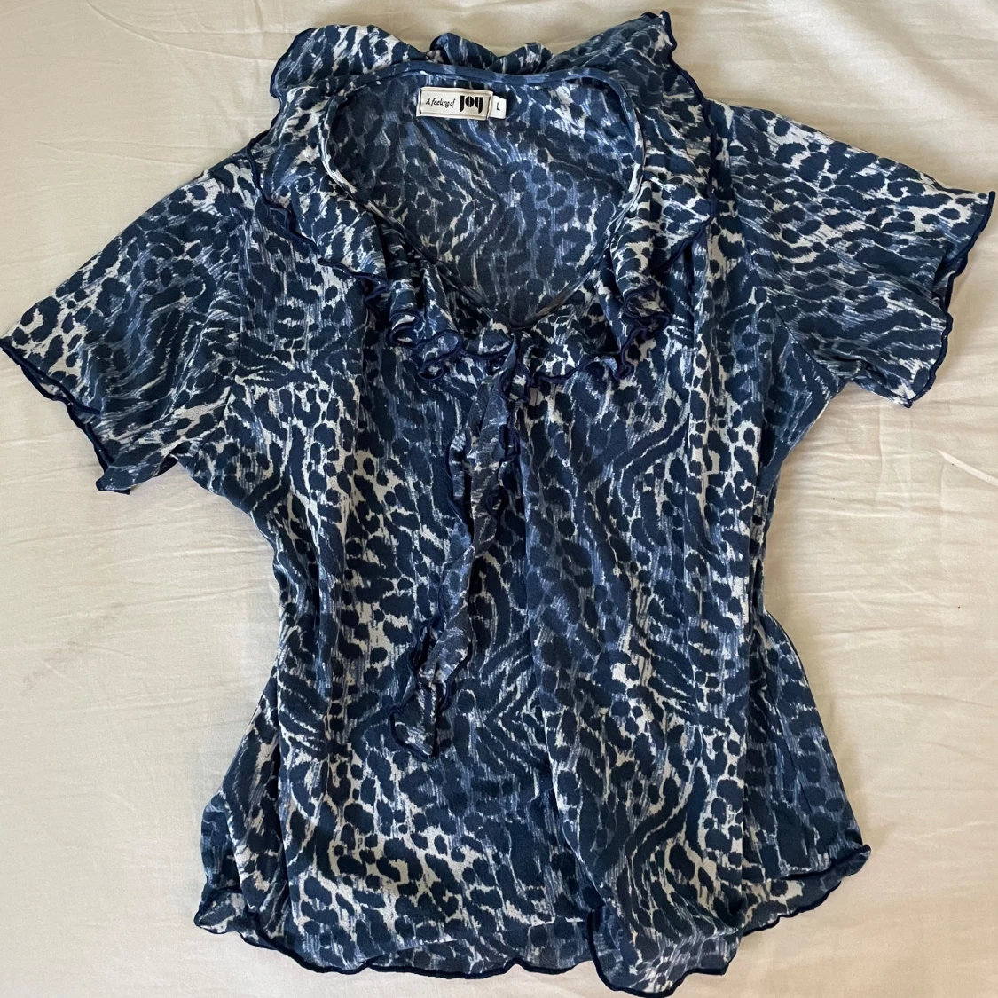 Blå leopard blus  - 90