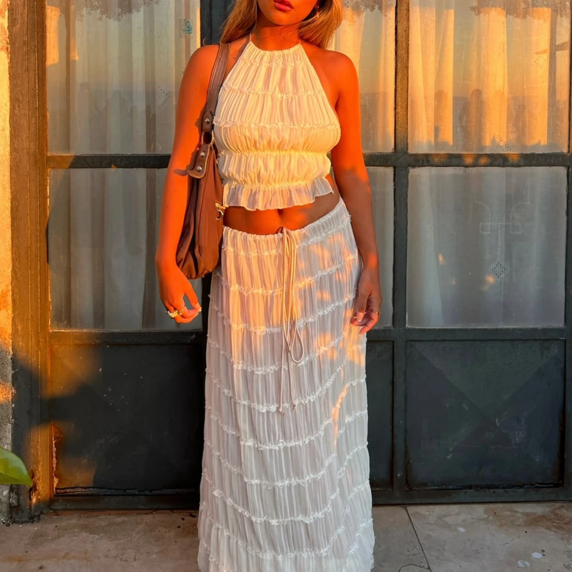 Beige/vitt sett - 90