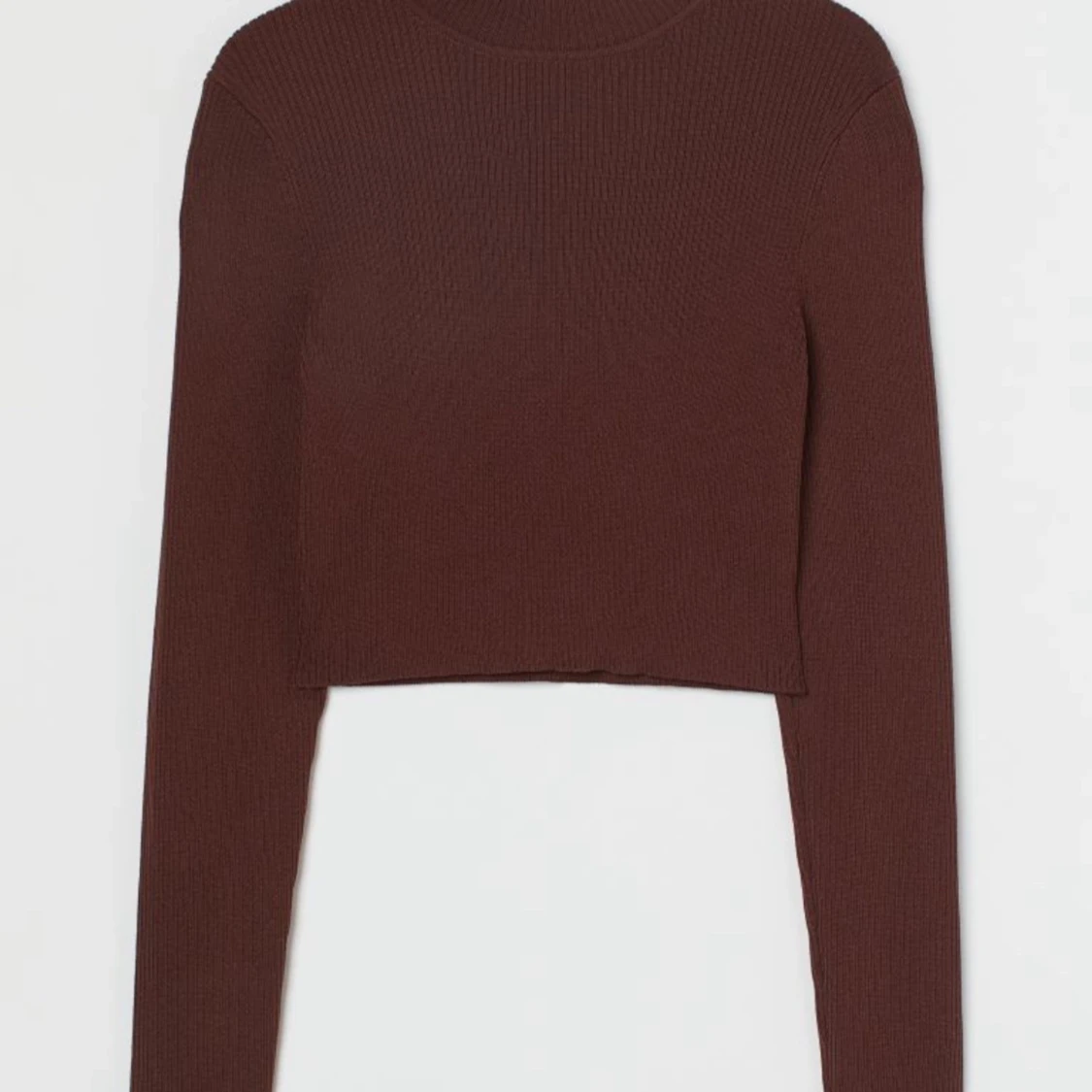 Brun ribbad croppad tröja