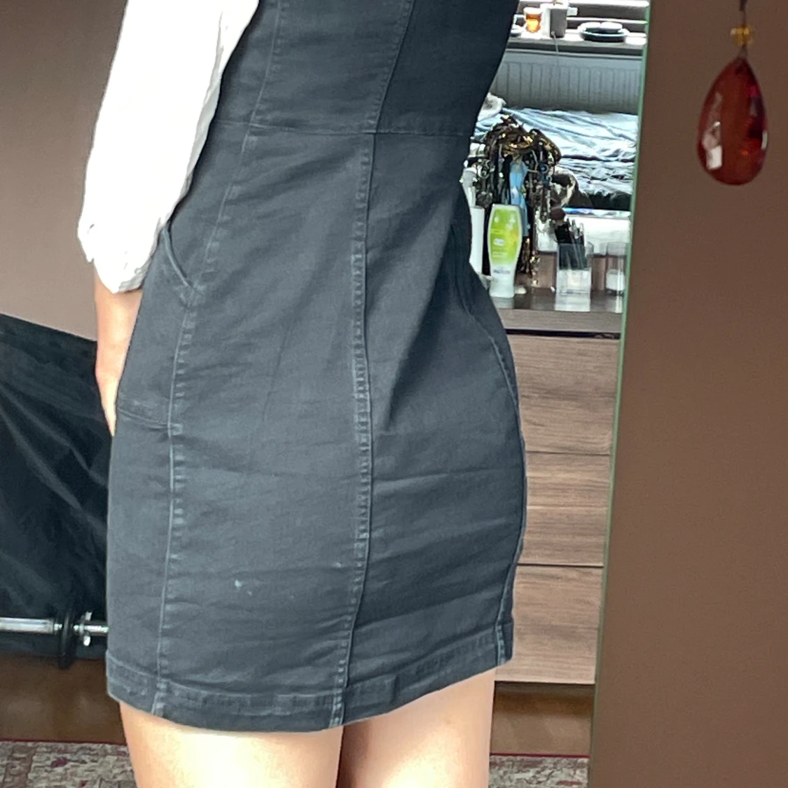 Svart button-up jeans klänning  - 1