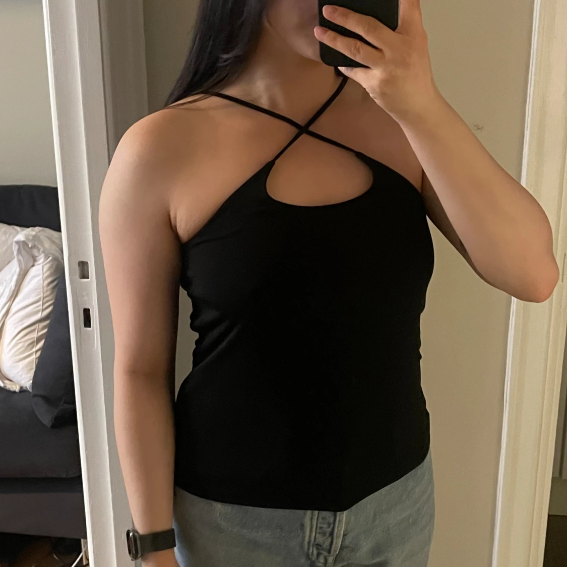 Crossed halterneck top