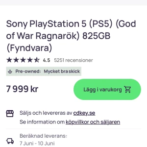 PS5 ragnarök edition - säljer nu mitt ps5 då jag inte har någon användning för den. Allt fungerar perfekt och har även kvar box till ps5. Endast upphämtning!
