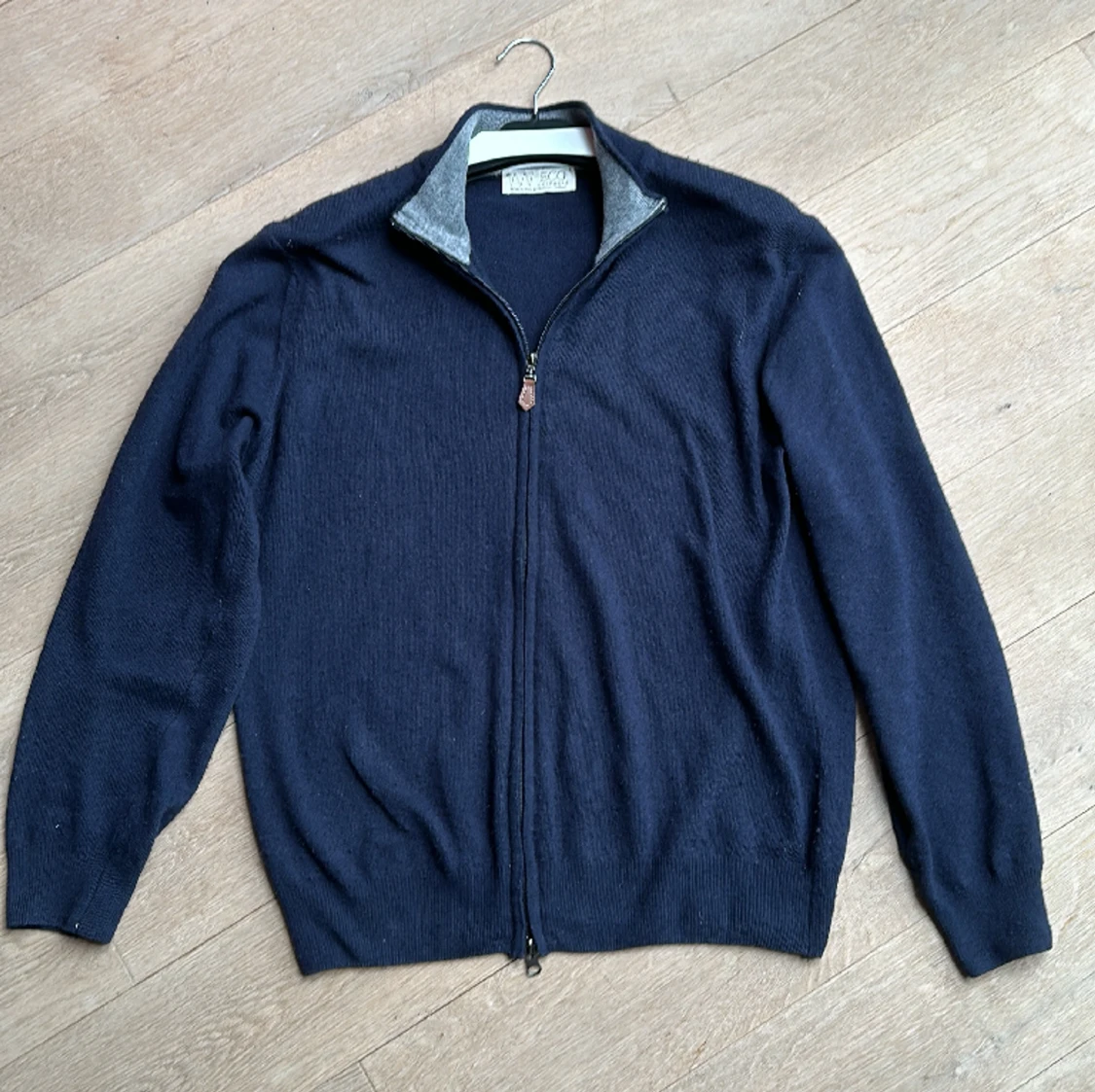 Blå Cashmere Fullzipp