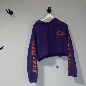 Cropped hoodie - Cropped hoodie från H&M med kolt tryck på ryggen av en drake. Tröjan är i fint skick och bara använd ett fåtal gånger 
