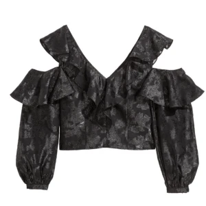 Glittertopp - Säljer denna skitsnygga toppen ifrån HM helt slutsåld. nypris 299 kr och den är i superfint skick!🩵🩵