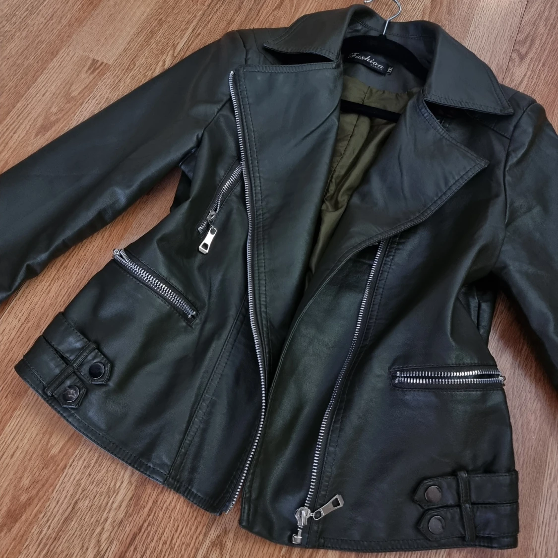 Khakigrön skinnjacka - 91