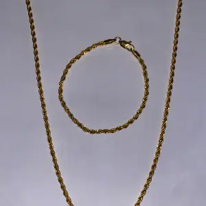 Guld cordell halsband och armband. Halsband 50cm & armband 20cm