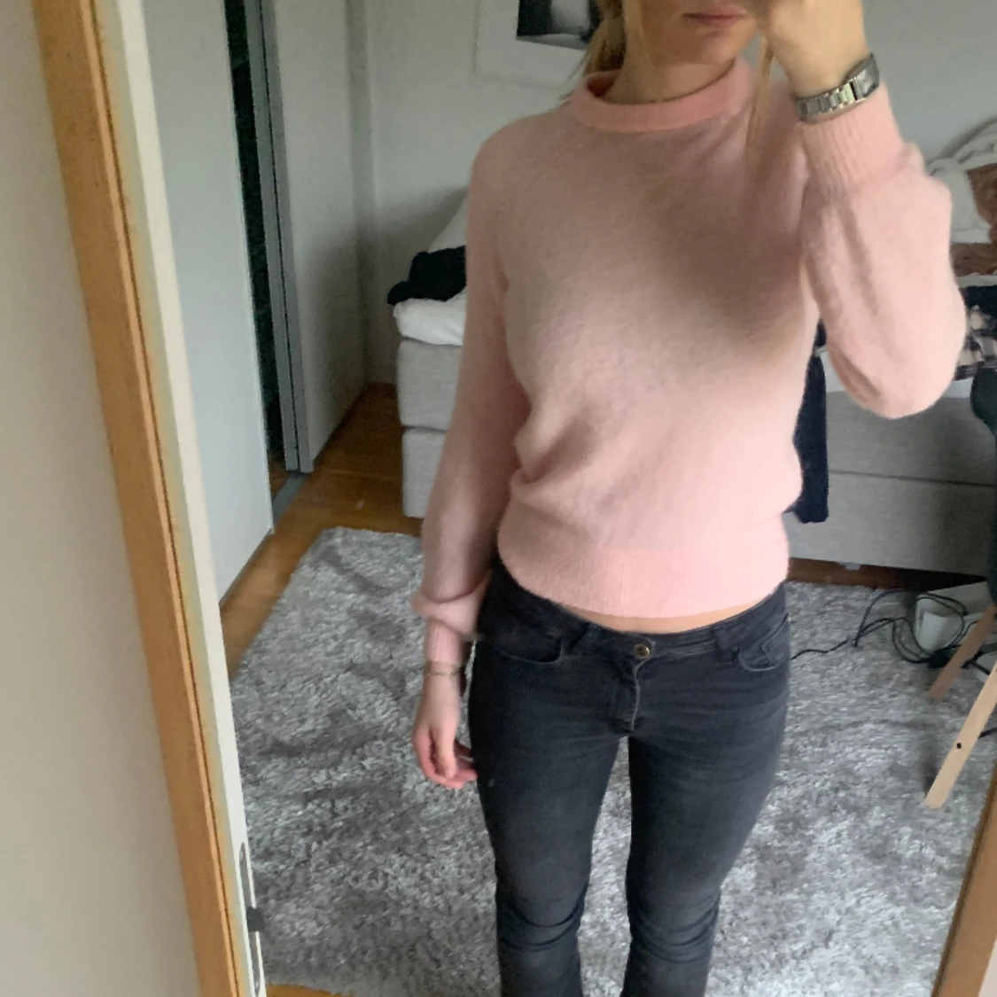 Rosa stickad tröja  - 90