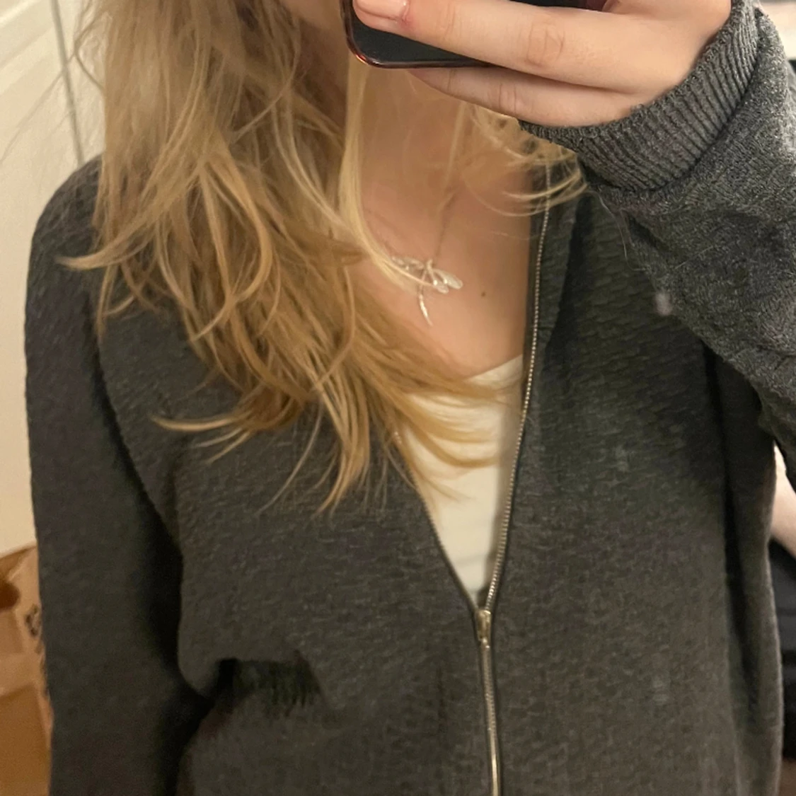 Grå stickad kofta🩶🩶 - 90