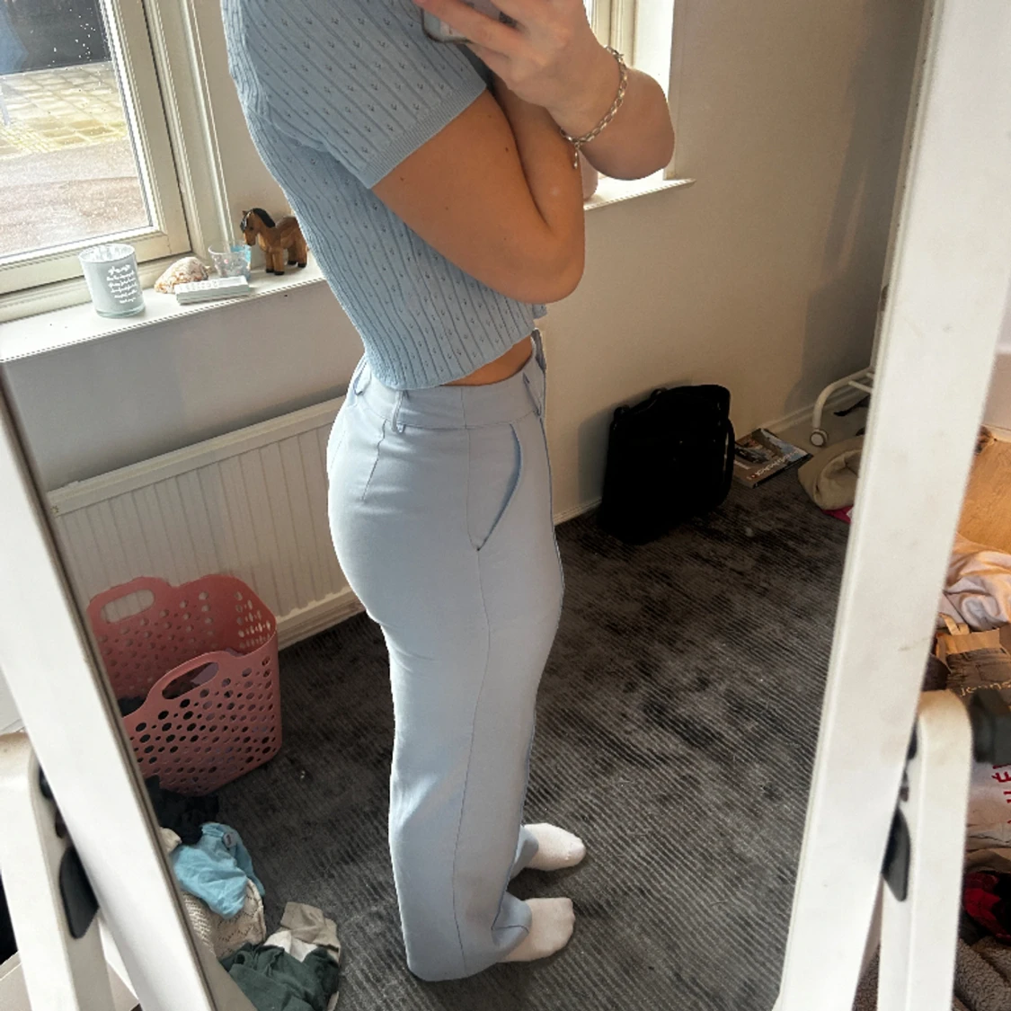 Blåa kostymbyxor  - 90