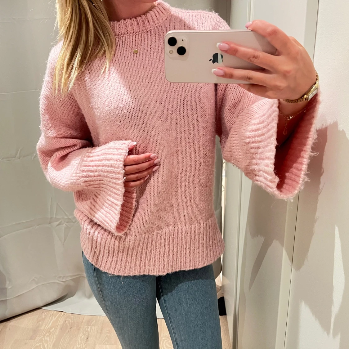 Rosa stickad tröja - 1