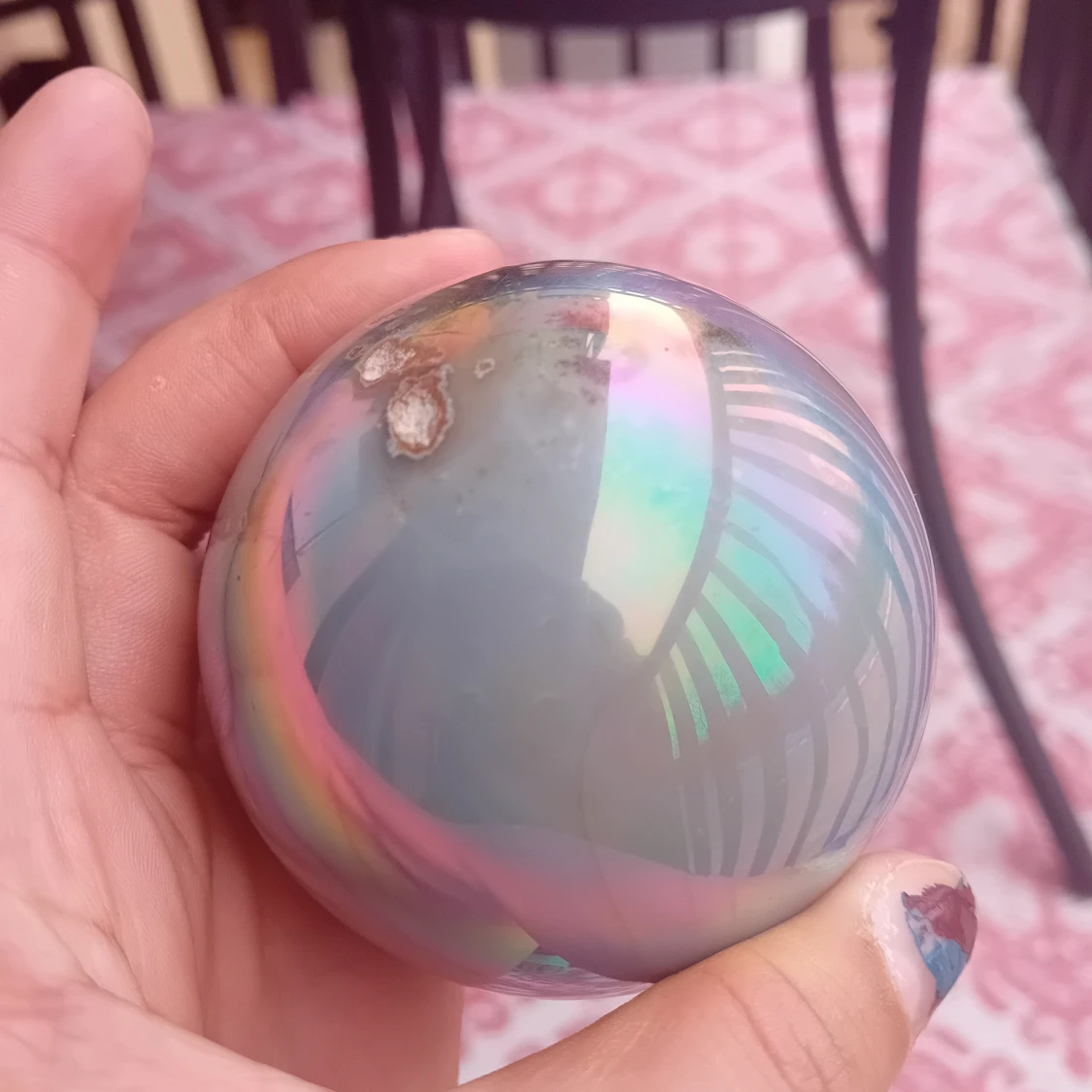 Äkta stor kristall kalcedon aura quartz kula - 90