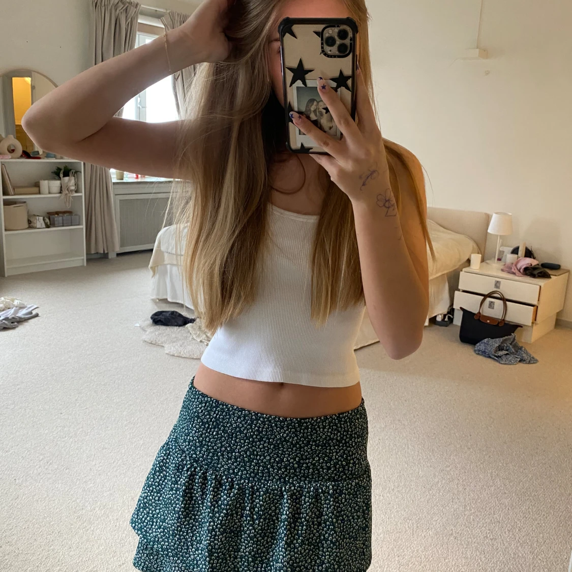 Dark green floral skirt 