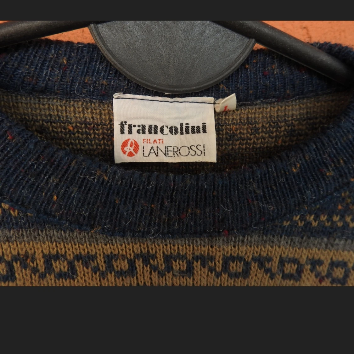 80s FRANCOLINI FILATI LANEROSSI Chawitt Vintage Mens Sweater Tribal Abstract Geometric  - 91