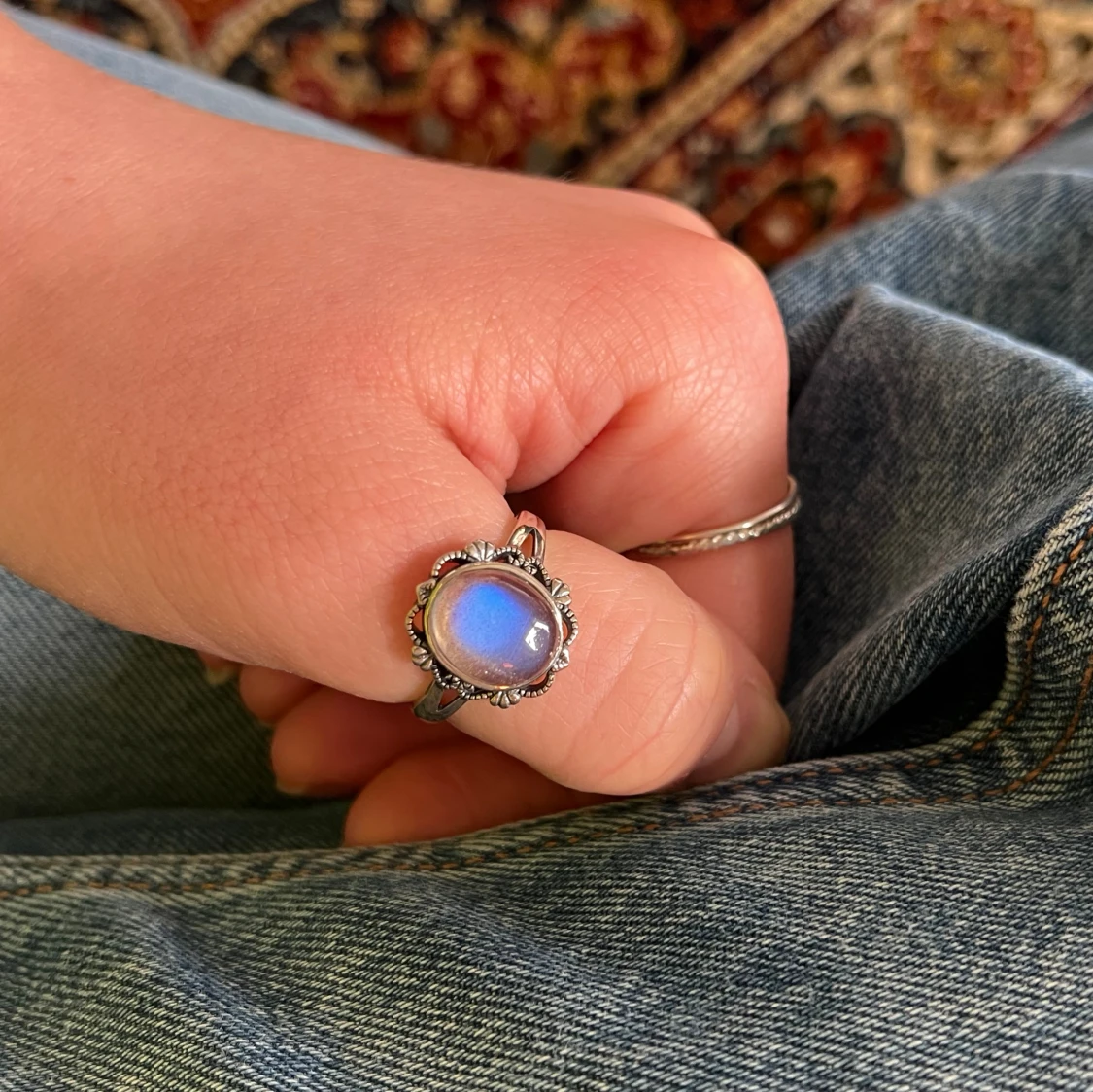 äkta silver ring med månsten - 93