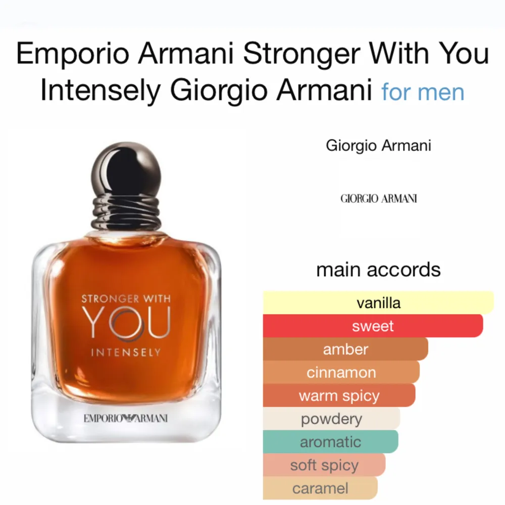 Stronger with you intensely är en stark,söt,smakrik och mysig parfym för killar. 5ml sample. Övrigt.