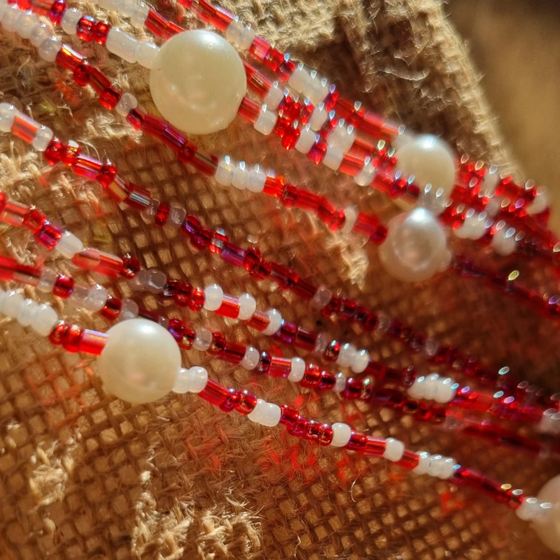 Red beads White Pearl Accessory - 90