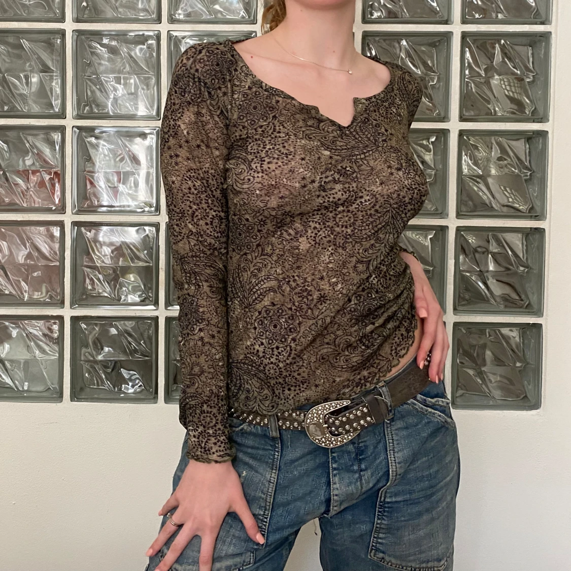 Grön mönstrad topp