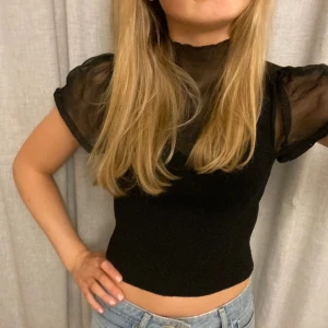 Mesh blus - Säljer denna supercoola svarta blusen med mesh vid halsen och axlarna. Den är i nyskick och passar bra vid många olika tillfällen☺️skriv för frågor!