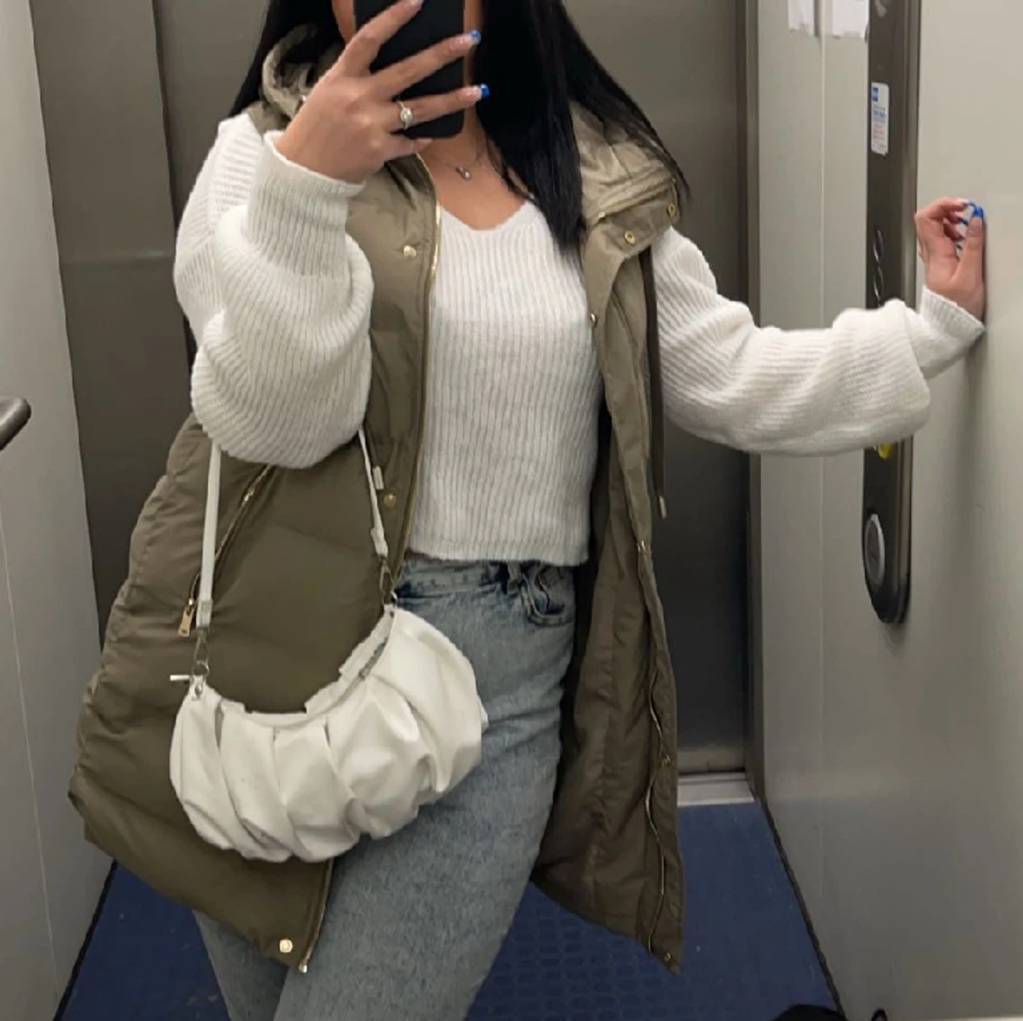 Beige/grön väst  - 90