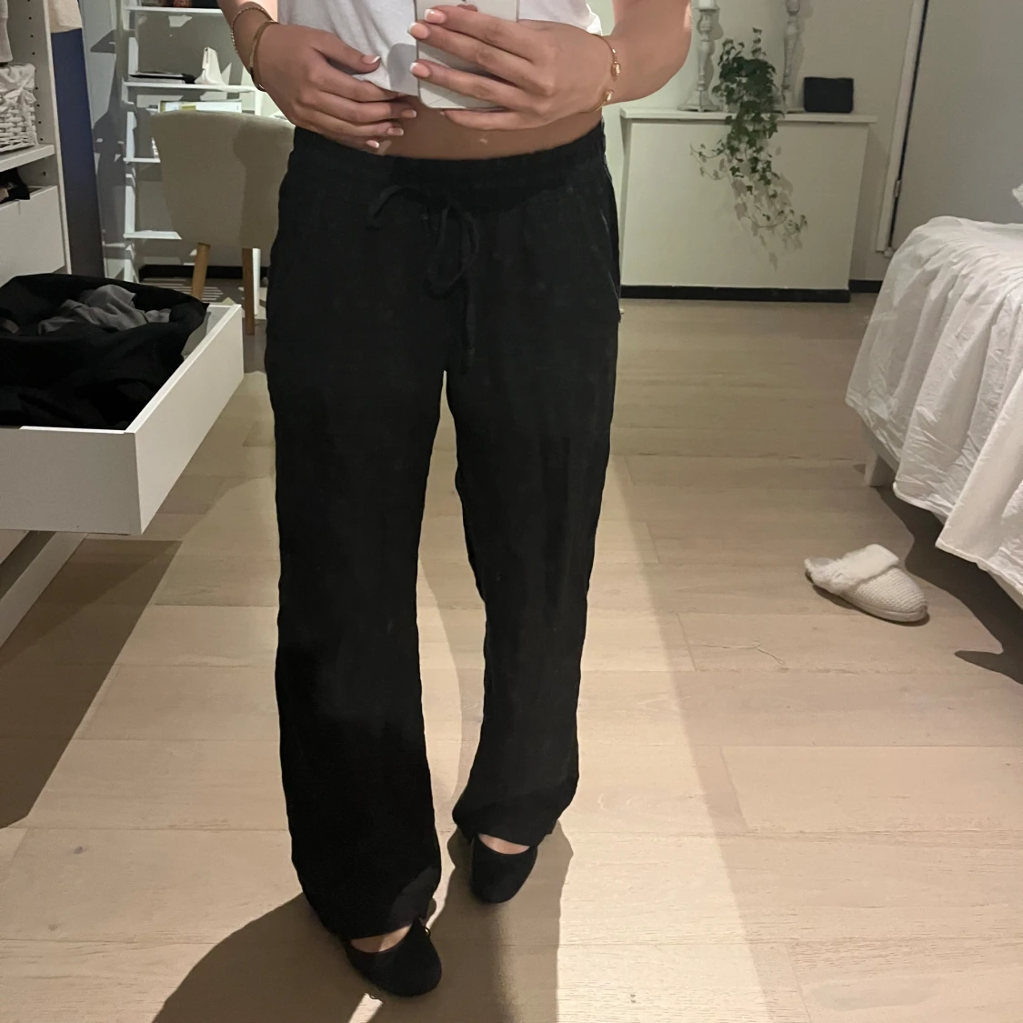 Svarta linnebyxor - 90
