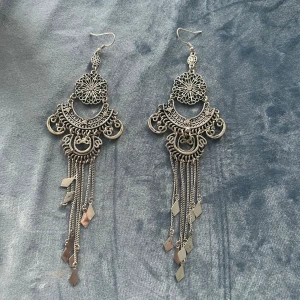 Silvriga örhängen  -  festliga örhängen och används sparsamt! Dem är köpta utomlands från Spanien. 