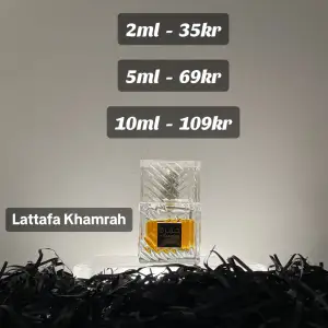 Säljer dekanter av ”Lattafa Khamrah” I storlekarna 2ml 5ml 10ml Kontakta oss innan du köper så fixar vi rätt pris på frakt📦✅. du kan även beställa fler än bara Samples från 1 parfym så kontakta oss så svarar vi så snabbt som möjligt.