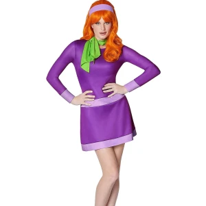 Scooby Doo Daphne Blake Maskeraddräkt  - Helt nytt, köptes förra året inför Halloween men användes aldrig. Storlek XS/S. Klänning, scarf, hårband och peruk kommer med.   Köpt i USA för $72, vilket är ca 780kr. 