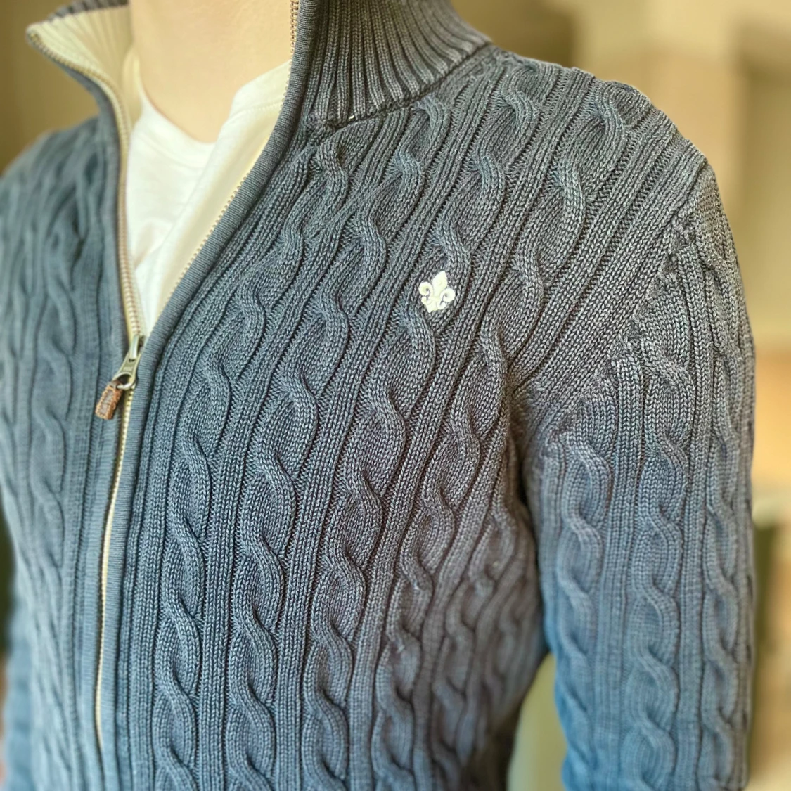 Morris kabelstickad kofta - 90