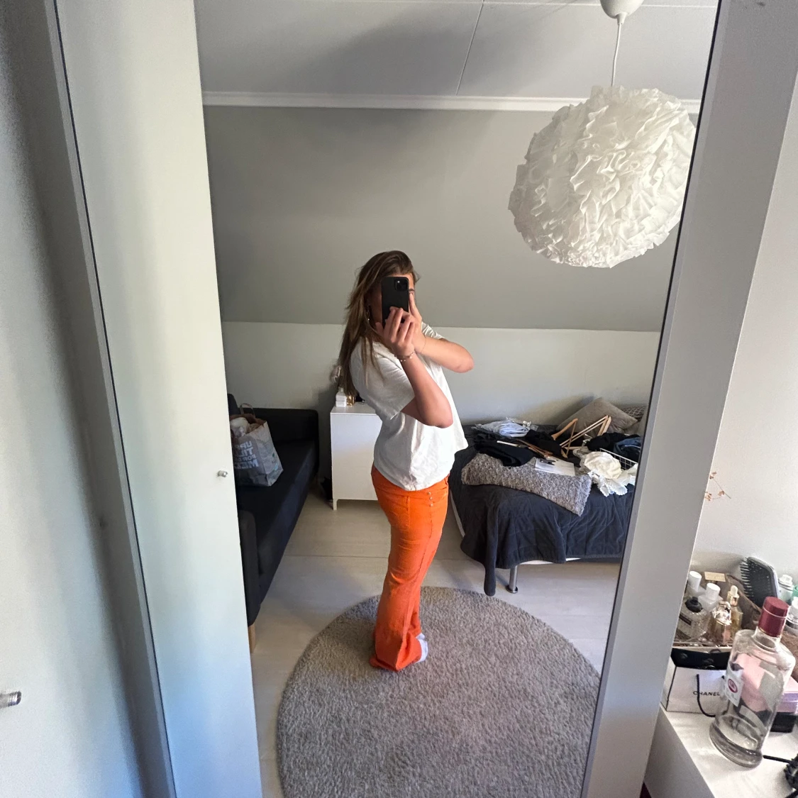 Orangea lågmidjade jeans - 90