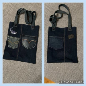 Väsla - Jättefin egensydd väska i mörklblå med små detaljer ❤️