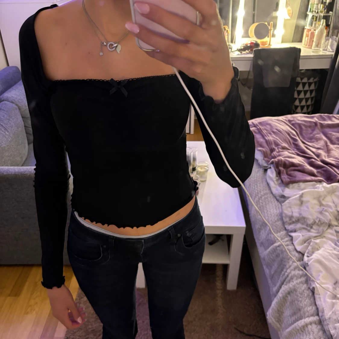 Svart långarmad topp - 90