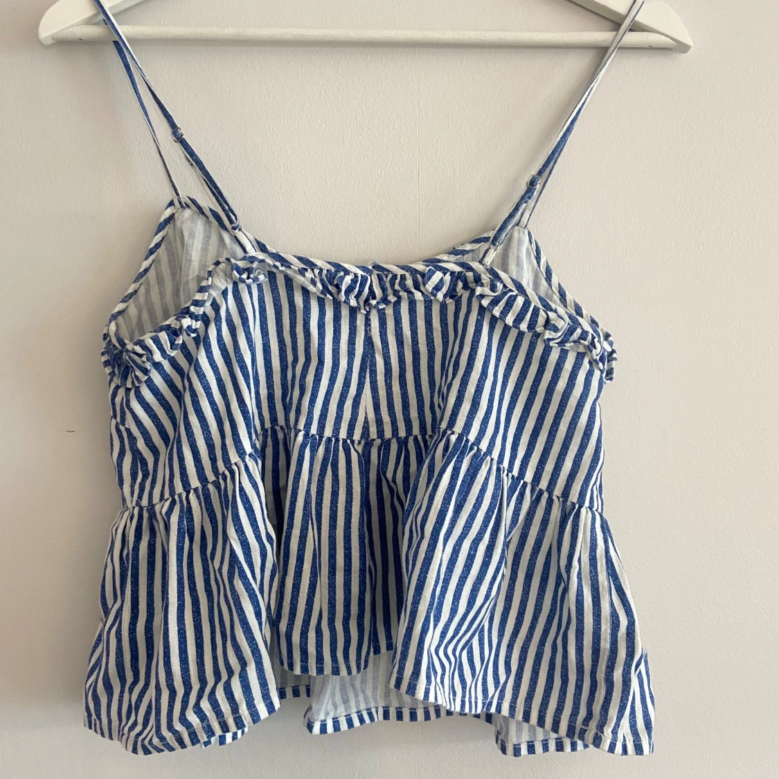 Blå- och vitrandig linnetopp - 90