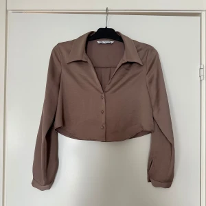 Croppad topp - Beige/mullvad färgad croppad blus/topp från Zara. Använd en gång. 