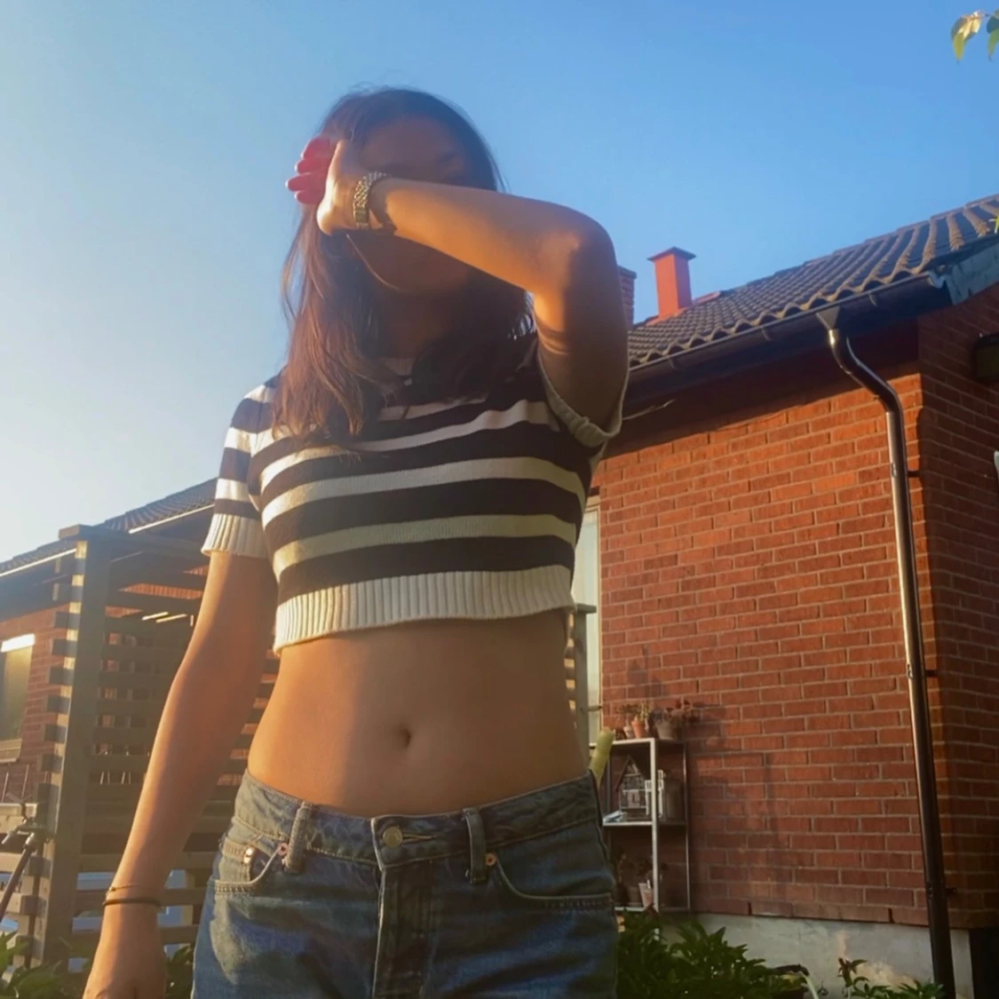 Randig crop top - 90